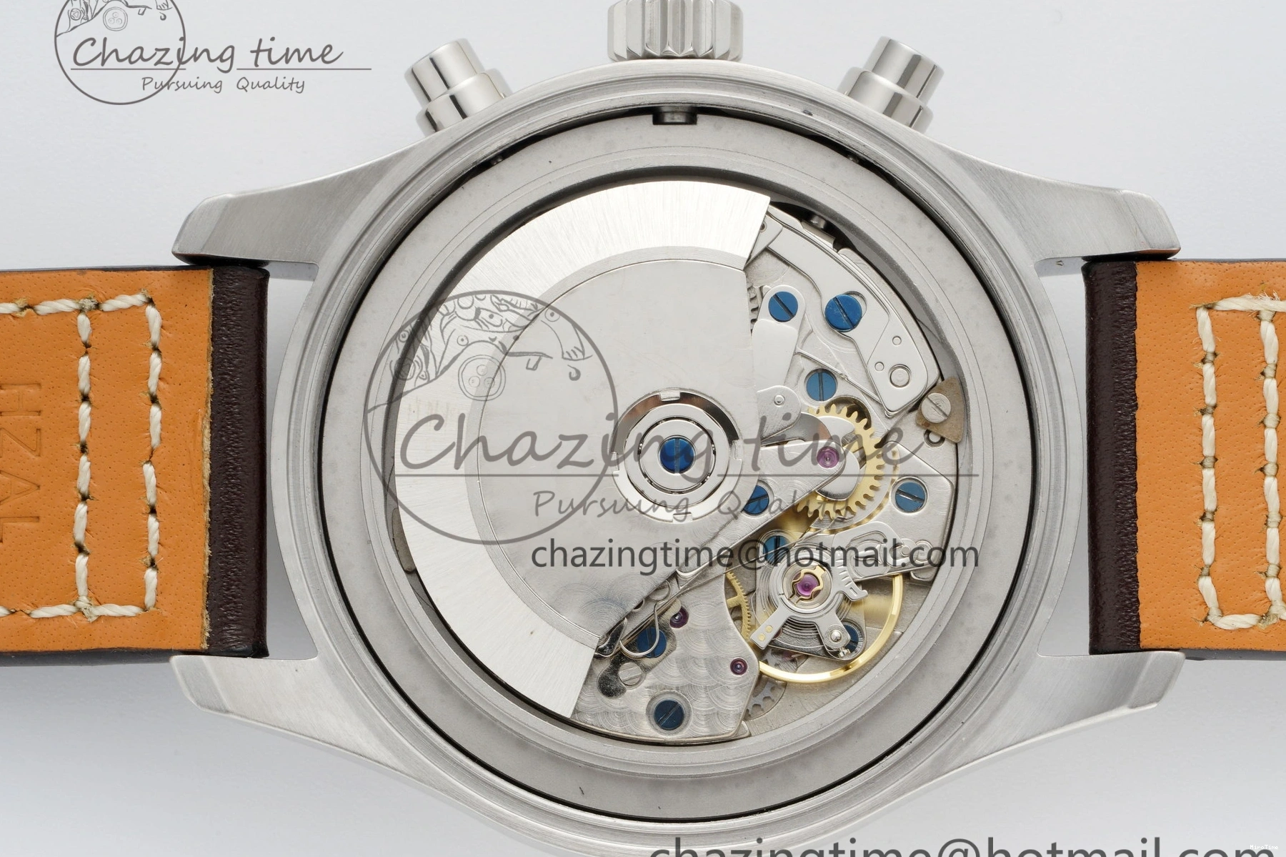 MIROTIME 0423 Pilot Chrono SS AZF 1:1 Best Edition Blue Dial on Brown Leather Strap A TimelessDesign 7060